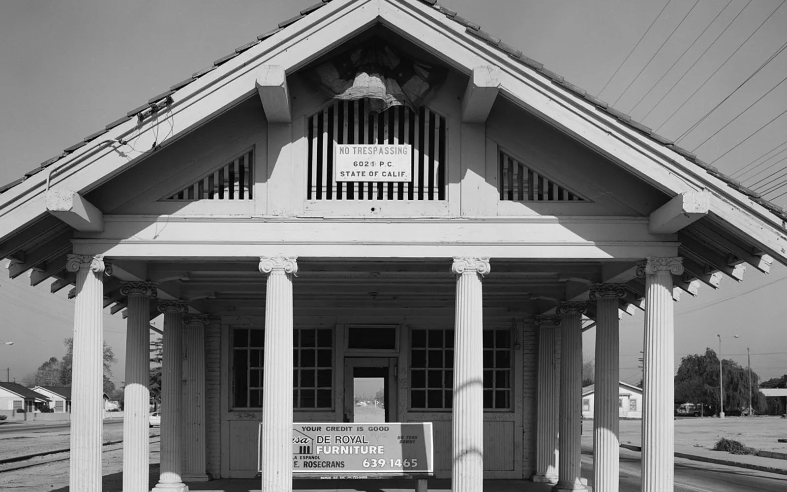 Historic Lynwood Pacific Electric Railway Depot facade, shown in an archival HABS photograph.